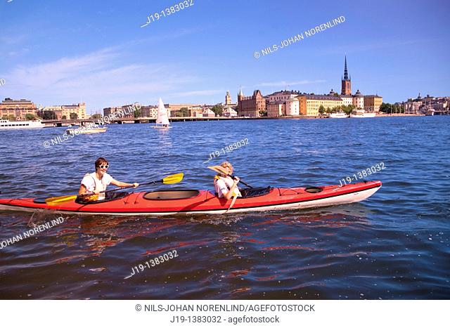 Kayaking in Riddarholmen, Stockholm, Sweden
