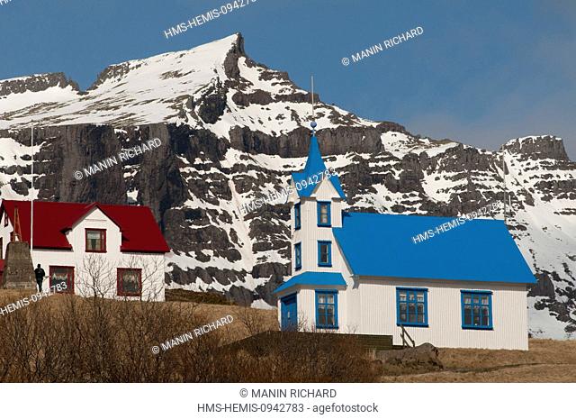 Iceland, Austurland region, Atlantic coast, east coast, fjord of Faskrudsfjordur, this hosted the French fishermen between 1850 and 1914 during the fishing...