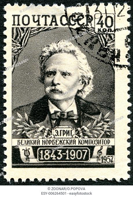 USSR - 1957: shows Edvard Grieg (1843-1907), Norwegian composer, 50th death anniversary