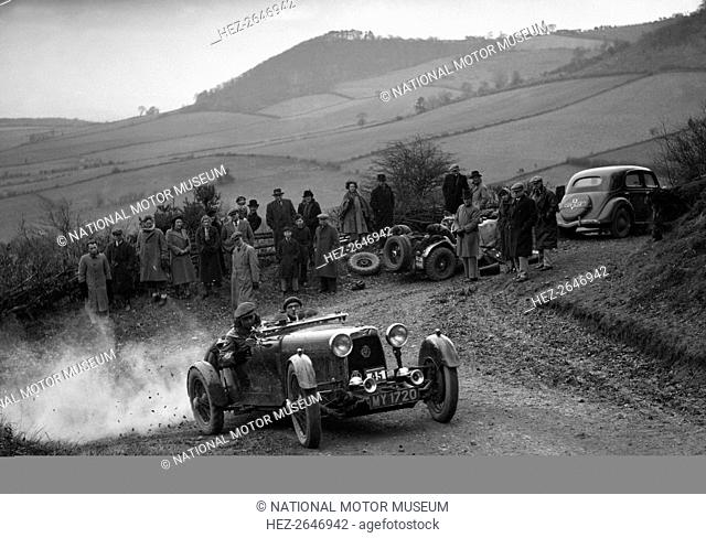 Aston Martin 2-seater of JD Keightley competing in the MG Car Club Midland Centre Trial, 1938. Artist: Bill Brunell