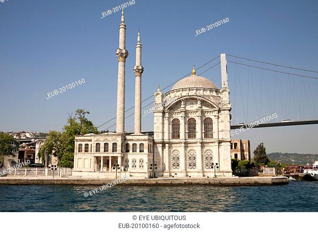 Ortakoy Mosque beside the Bosphorus Bridge