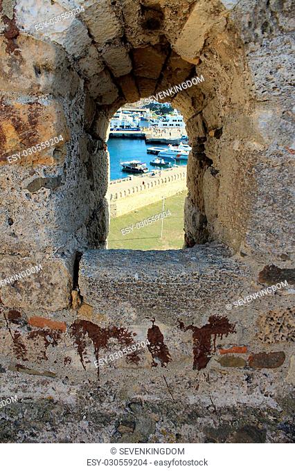 View from window of Tenedos Castle, Bozcaada, Canakkale, Turkey