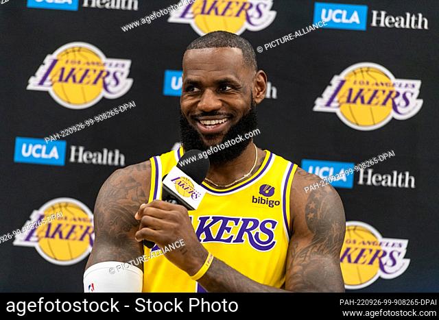 26 September 2022, US, Los Angeles: LeBron James speaks at a press conference. The Los Angeles Lakers start their preparation for the upcoming NBA season on...