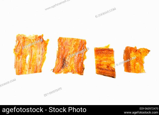 Dried smoked fish isolated on a white background