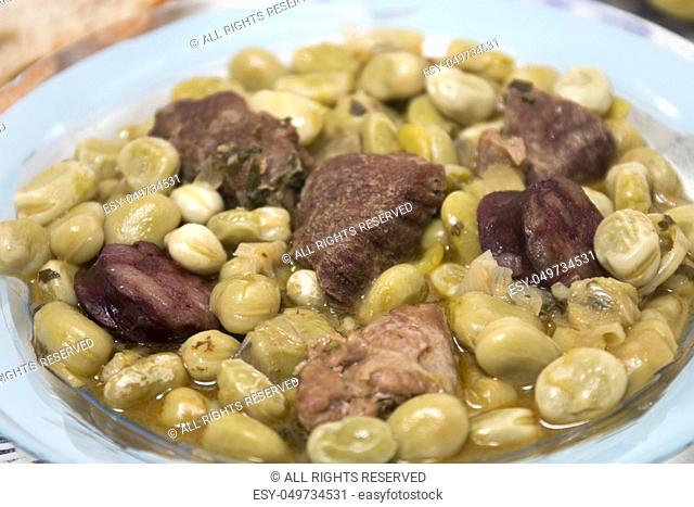 Typical Portuguese stew of Fava beans with chorizo