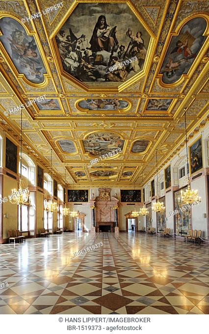 Kaisersaal Imperial Hall, Muenchner Residenz royal palace, home of the Wittelsbach regents until 1918, Munich, Bavaria, Germany, Europe
