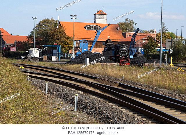 Wernigerode, Germany 14/15 October 2019: Wernigerode Impressions - October 2019 Harz narrow-gauge railway, coal loading station, Dampflock, | usage worldwide