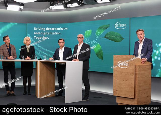 15 November 2023, Bavaria, Munich: Andreas Urschitz (l-r), Elke Reichart, Sven Schneider, Rutger Wijburg, members of the Management Board and Jochen Hanebeck