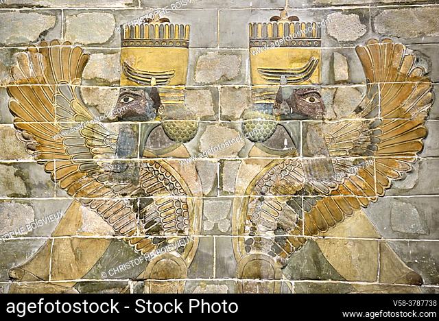 Iran, Tehran, National Museum, Frieze depicting winged sphinxes (relief of glazed brick, Susa)