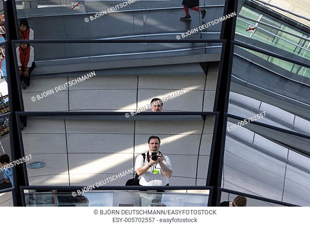 A self-portrait taken in the glass dome of the Reichstag building in Berlin