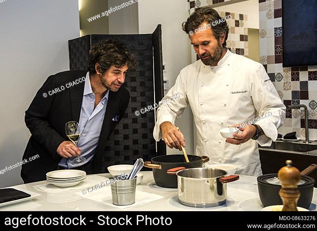 Italian chef Carlo Cracco attends the inaugural launch of Unicredit's Buddybank, the first digital and conversational bank, only for iPhone