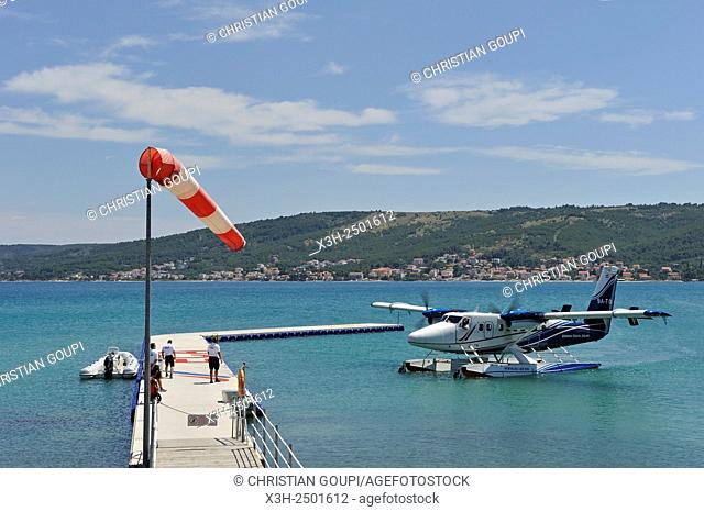 seaplane, pier of European Coastal Airlines seaplane operator, Trogir, near Split, Croatia, Southeast Europe