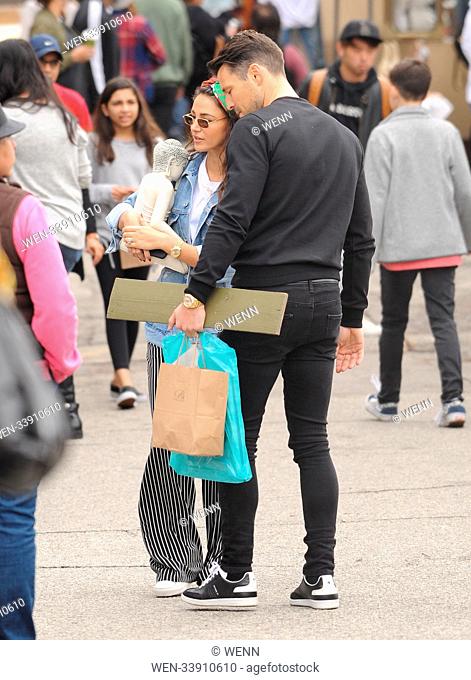 Mark Wright and Michelle Keegan out shopping for a good bargain at a Local Los Angeles Flea Market and bought themselves at Buddhist Statue and a Marilyn Monroe...