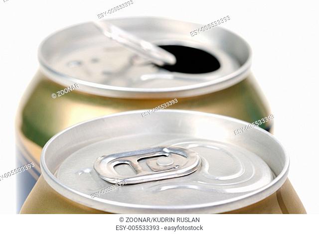Beer can on white background