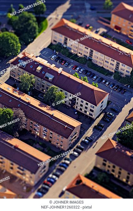 Aerial view of apartment houses
