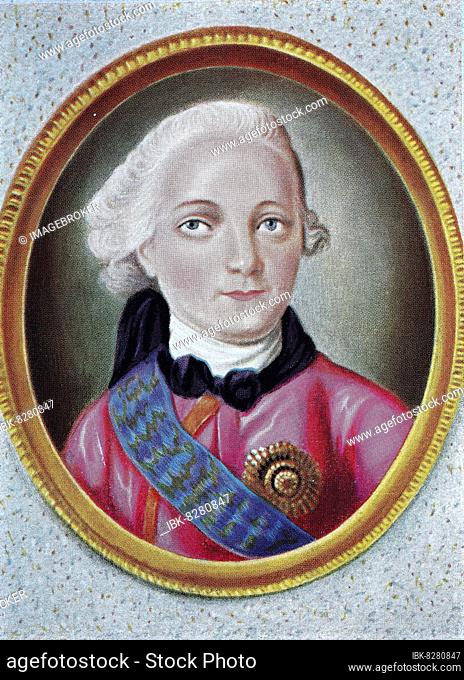 Paul I. Pavel Petrovich, regierte vom 1. Oktober 1754 bis 23. März 1801 als Kaiser von Russland zwischen 1796 und 1801, Historisch