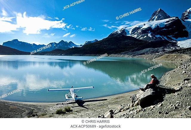 awaiting floarplane at Ape Lake in the Coast Mountains of British Columbia Canada