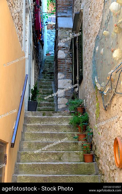 treppe, Häuser, Rovinj, Istrien, kroatien, altstadt, , gasse, haus, gebäude, architektur