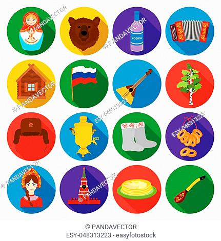 Russia country set icons in flat design. Big collection of Russia country vector symbol stock illustration
