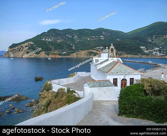 Skopelos with Panagitsa of Pyrgos at the Sporades island group in Greece