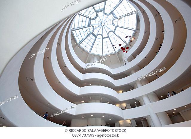 Usa, New York City, Guggenheim Museum by Frank Lloyd Wright, Interior View