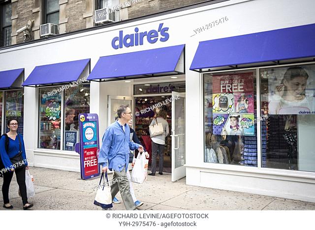 A Claire's Store in the Upper west Side neighborhood in New York on Saturday, July 29, 2017. The retailer, owned by Apollo Global Management