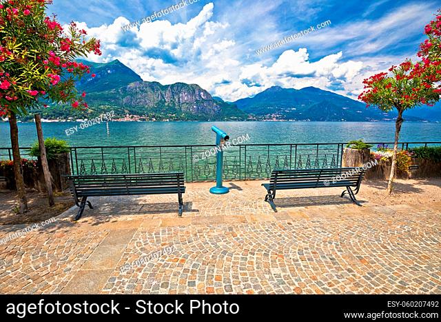 Lungolago Europa famous lakefront walkway in Belaggio, town on Como Lake, Lombardy region of Italy