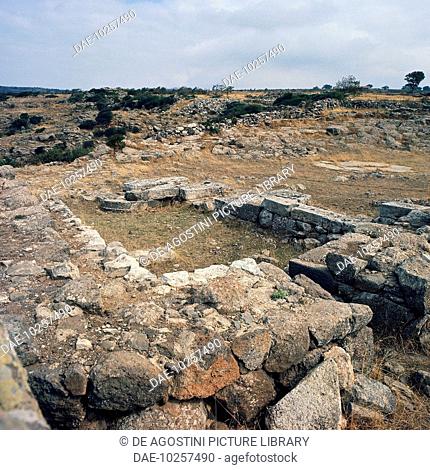 View of the nuragica necropolis of Santa Vittoria di Serri, Sardinia, Italy. Nuragic civilisation