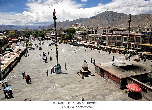Barkhor square with Potala palace, Lhasa, Tibet