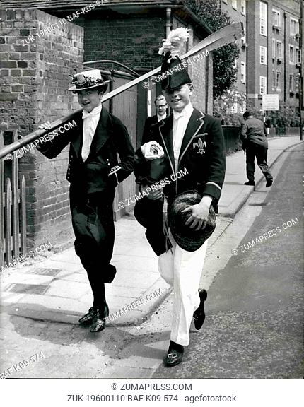 1964 - The annual Fourth of June celebrations at Eton to mark the birth of King George III. OPS: Two Eton boys in their traditional 'Boating Dress' - in Eton