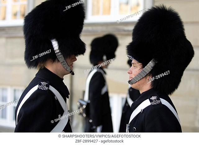 Denmark, Copenhagen, Amalienborg Palace, changing of the guard