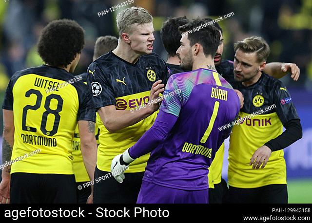 firo: 02/18/2020 Football, 2019/2020 Champions League: Round of 16 first leg BVB Borussia Dortmund. - Paris St. Saint Germain jubilation Erling Haarland