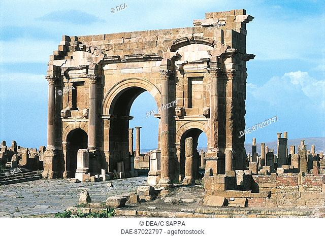 Algeria - Timgad (called Thamugadi by the Romans, UNESCO World Heritage List, 1982), Roman colonial town founded by the Emperor Trajan around 100 A.D