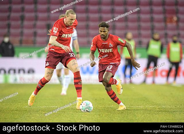 Emmanuel DENNIS (K) action, with Marius WOLF l. (K) Soccer 1. Bundesliga, 19th matchday, FC Cologne (K) - Arminia Bielefeld (BI) 3: 1, on January 31