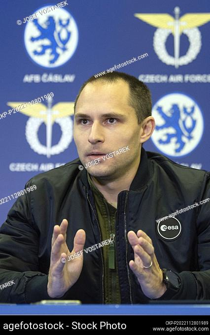 Pilot and European Space Agency astronaut reserve team member Ales Svoboda speks during press conference in Caslav, Czech Republic, November 28, 2022