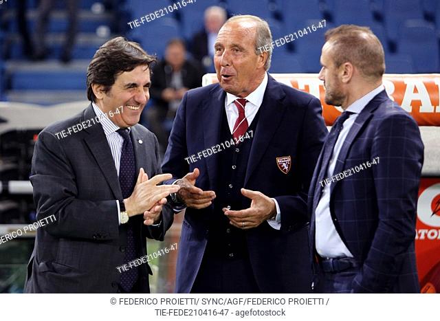 President of Torino football team Urbano Cairo and coach Giampiero Ventura during the match, Olimpic Stadium, Rome, ITALY-20-04-2016
