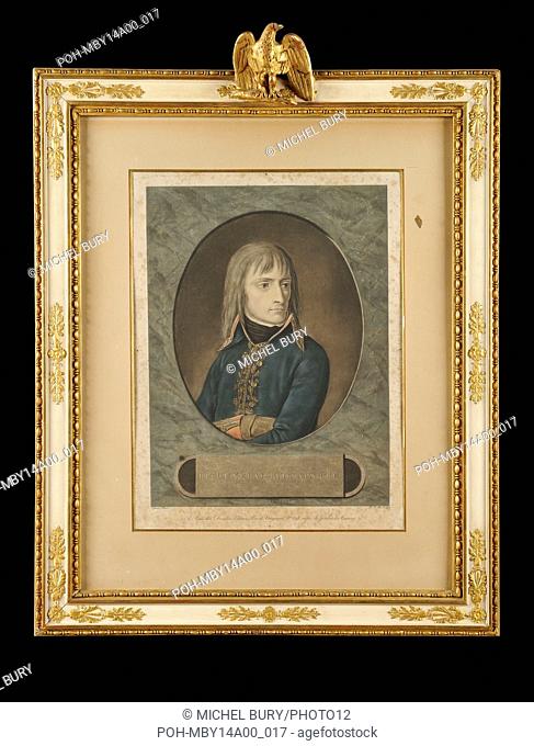 After Andrea Appiani 'Le Général Bonaparte An 6 (1798)' Handcoloured engraving, white and gold painted frame with an eagle giltwood (43 x 32