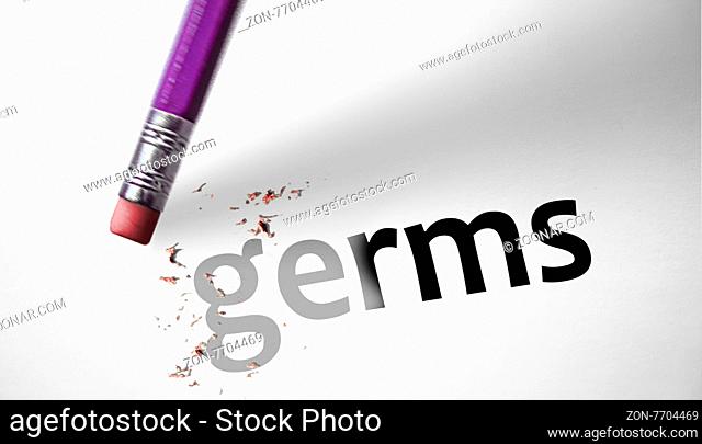 Eraser deleting the word Germs