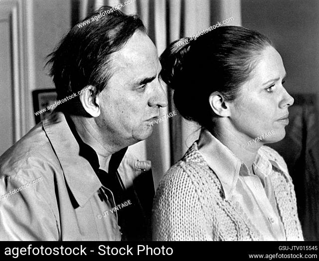 Director Ingmar Bergman, Liv Ullmann, on-set of the Swedish Film, Face to Face, Swedish: Ansikte mot ansikte, Paramount Pictures, 1976