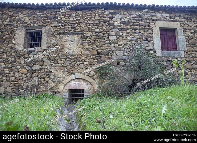 Watermill facilties of Sotofermoso Palace, 16th century remains building. Abadia, Caceres, Spain