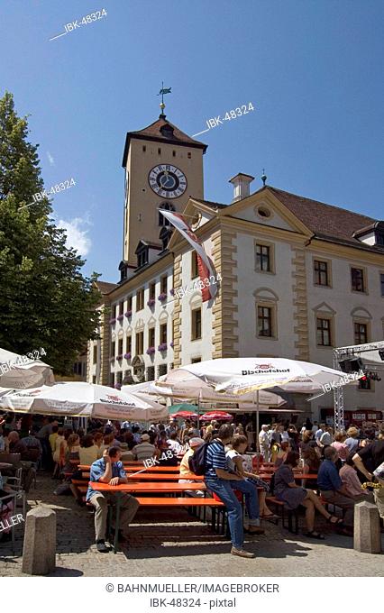 Regensburg Ratisbon Oberpfalz Bavaria Germany Buergerfest in the historic center