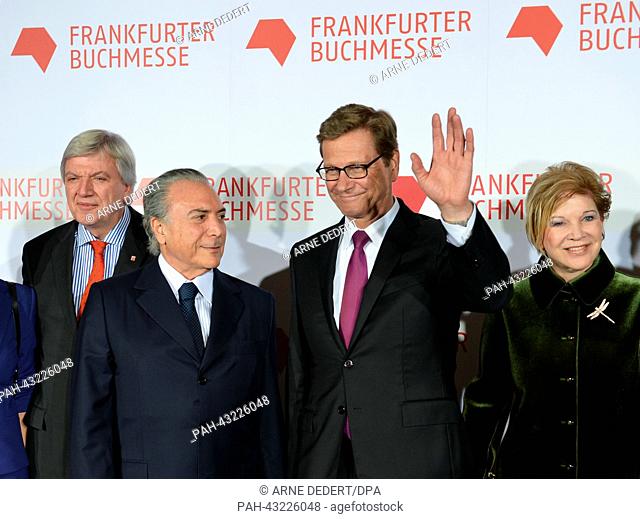 Prime Minister of Hesse Volker Bouffier (L-R), Brazilian Vice President Michel Temer, German Foreign Minister Guido Westerwelle and the Brazilian Minister of...