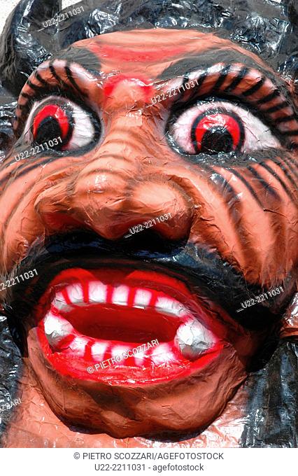 Panjim, Goa, India: papier-maché monster to be burnt during the night of the Diwali Festival