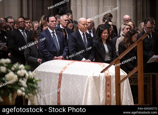 United States President Joe Biden stands next to the casket carrying retired Associate Justice of the Supreme Court Sandra Day O'Connor during her funeral...