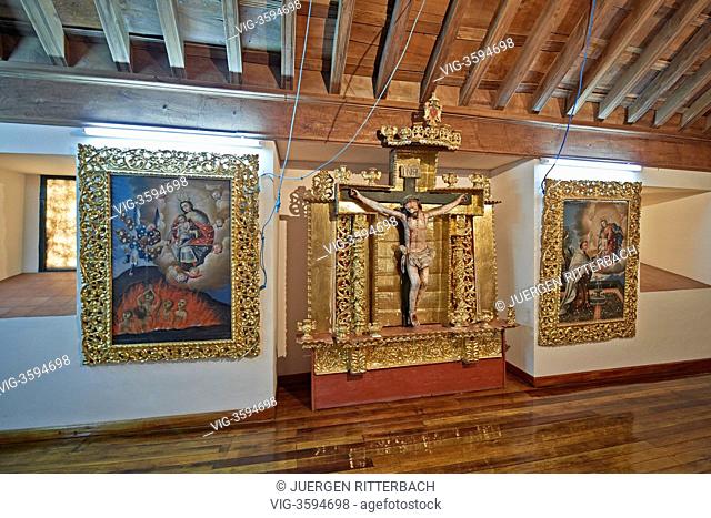 praying room with golden altar in convent, Convento de Santa Teresa, Potosi, Bolivia, South America - Potosi, Bolivia, 19/09/2011