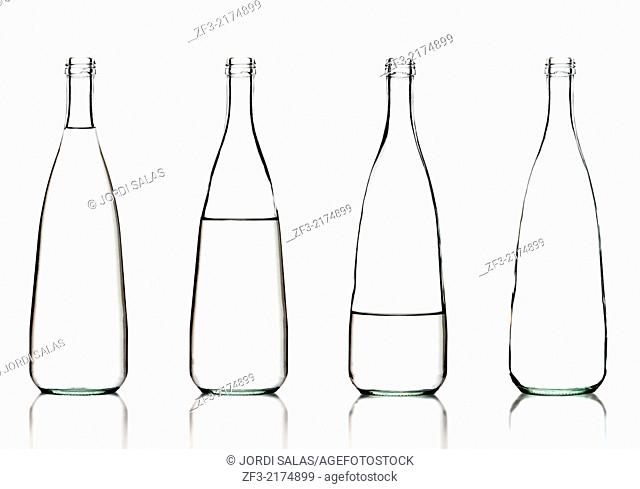 Bottles of water on a white background