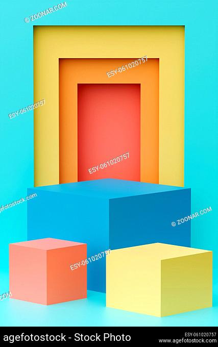 3D illustration of boxes forming a platform for product placement