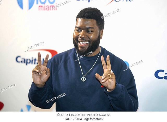 Khalid poses backstage during the Y100 Jingle Ball at the BB&T Center on December 22, 2019 in Sunrise, Florida