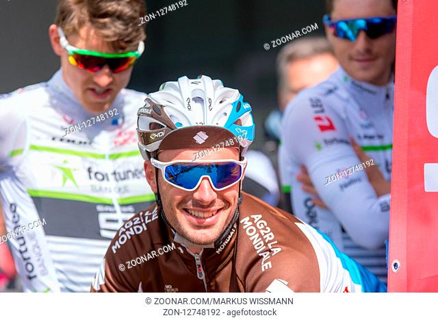 ESCHBORN, GERMANY - MAY 1st 2018: Rudy Barbier (AG2R La Mondiale) at Eschborn-Frankfurt cycling race