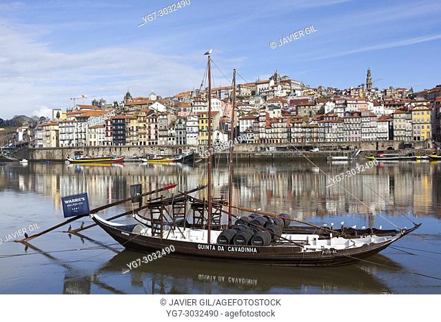 Warre's Port wine boat called Rabelo, Vila Nova de Gaia, Porto, Portugal